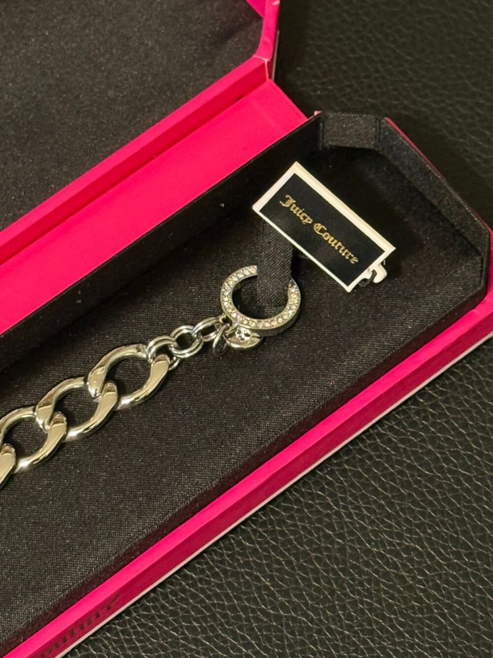 Juicy Couture Silver-Tone Pavé Crystal Toggle Link Bracelet - Picture 5 of 8